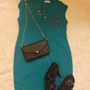 Calvin Klein Sleeveless Teal Blue Dress